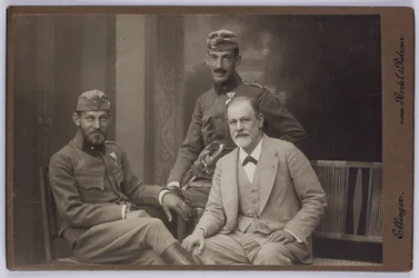 Sigmund Freud with His Sons, Ernst and Martin Wearing Military Uniforms, c.1916