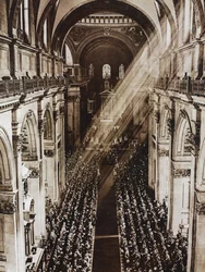 Sun rays in St Paul Cathedral during service for King George V Silver Jubilee, London, United Kingdom