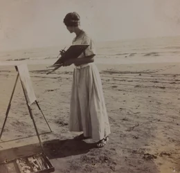 Young Painter on the Beach in Forte dei Marmi, Italy