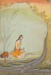 A Lady Applying Henna to Her Foot