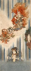 Actors Ichikawa Danjuro VII as Mongaku and Matsumoto Koshiro V as Fudo-myoo