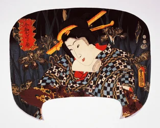 Portrait of courtesan with iris in background