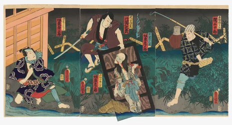 Seki Sanjurō III as Naosuke Gonbei, Kataoka Nizaemon VIII as Tamiya Iemon and Bandō Hikosaburō V as both the Ghost of Oiwa and the Ghost of Kobotoke Kohei, and Bandō Hikosaburō V as Satō Yomoshichi