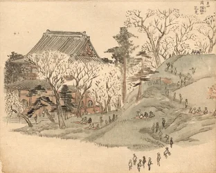 Cherry Blossom Viewing at the Temple on Mt. Suribachi after a Design in Volume 5 of Picture Book of the Souvenirs of Edo