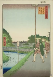 Distant View of Akasaka Reservoir from Kinokuni Slope, from the series "One Hundred Famous Views of Edo"