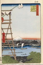 Ekoin Temple in Ryogoku and Moto-Yanagi Bridge One Hundred Famous Views of Edo
