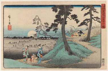 Enjoying the Insect at Dokanzana in Moon Night, from the View of Edo series