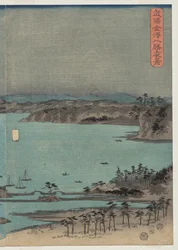 Evening View of the Eight Famous Places near Kanazawa Under Full Moon in Musashi Province