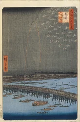 Fireworks by Ryogoku Bridge One Hundred Famous Views of Edo