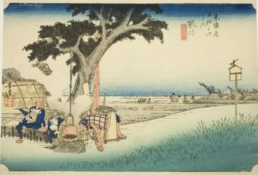 Fukuroi: Tea Stall, from the series Fifty-three Stations of the Tokaido, also known as the Hoeido Tokaido