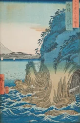 Caves on Enoshima Island in Sagami Province / Sagami Enoshima Iwaya no kuchi, plate 15 from the series: Views of Famous Places in More Than Sixty Provinces / Rokuju yoshu meisho zue
