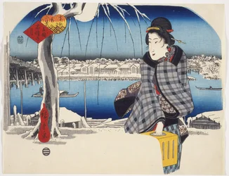 Moon after Snow at Rygoku from the Series Three Views of Snow at Famous Places in the Eastern Capital, c.1840