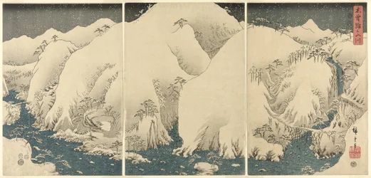 Mountains and Rivers on the Kiso Road, from an untitled series of triptychs