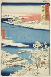 Musashi Province: Morning after Snow on the Sumida River, from the series "Famous Places in the Sixty-odd Provinces"