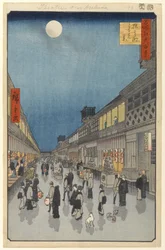 Night View of Sarawaka-machi, No.90 from One Hundred Famous Views of Edo, 1856