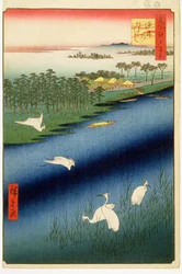 Sakasai Ferry, plate 67 from the series One Hundred Famous Views of Edo, Edo Period, Ansei Era, 1857