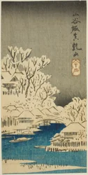 Sanya Canal and Matsuchi Hill, section of a sheet from the series Cutouts of Famous Places in Edo