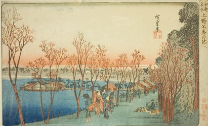 Shinobazu Pond at Ueno (Ueno Shinobazu no ike), from the series "Famous Places in Edo (Koto meisho)"
