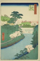 The Dam on the Otonashi River at Oji, Commonly Called "The Great Waterfall", from the series "One Hundred Famous Views of Edo"