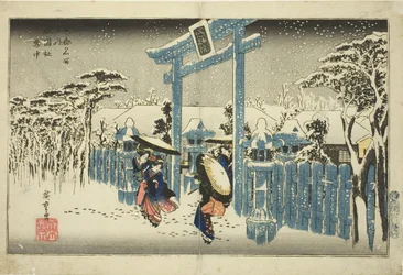 The Gion Shrine in Snow, from the series "Famous Places in Kyoto"