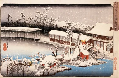 View of Kameido Tenmangū Shrine in Snow