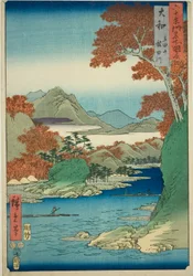 Yamato Province: Tatsuta Mountain and Tatsuta River, from the series "Famous Places in the Sixty-odd Provinces"