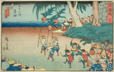 Yoshida—No. 35, from the series "Fifty-three Stations of the Tokaido," also known as the Reisho Tokaido