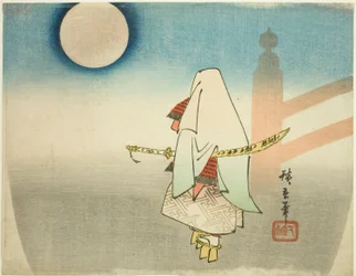 Yoshitsune Awaits Benkei at Gojo Bridge