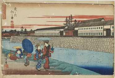 "Outside Toranomon" from the Series "Outstanding Views of Edo"