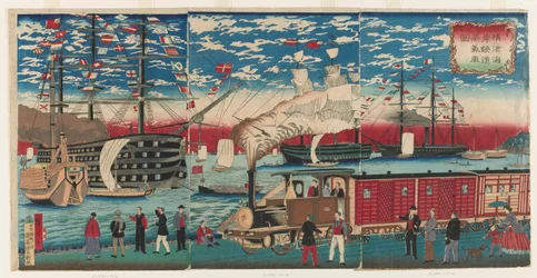 Picture of a Locomotive Along the Yokohama Waterfront, Yokohama, Edo period