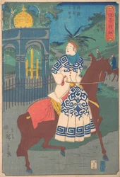 American Woman Riding Side-Saddle on the Road at Hommoku, Motomura, Yokohama