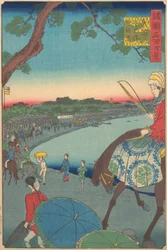 Foreigners Riding Along the Coast at Takanawa in the Eastern Capital, 9th month, 1861