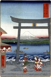 Geishas and Mount Fuji - Japanese Print by Hiroshige Utagawa
