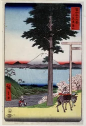 Mount Fuji behind a sequoia - Japanese print by Hiroshige Utagawa