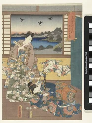 Prince Genji and Kneeling Woman