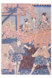Bandō Hikosaburō IV as Ashikaga Yoshimasa and Ichikawa Kodanji IV as Asakura Tōgo from the Kabuki play Higashiyama sakura sōshi