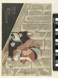 Bando Mitsugoro on a staircase