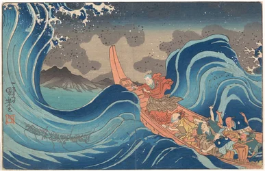 Concise Illustrated Biography of Monk Nichiren: Calming the Stormy Sea at Tsunoda in Exile to Sado Island