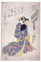 Kneeling Woman In Blue Gown