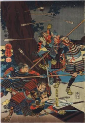 Sheet from a Colour Woodblock Print Triptych, Entitled Shinshu Odai Kassen no Zu