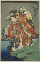 Shizuka Gozen, section of a sheet from the series 