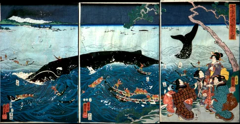 The Flourishing of Seven Coasts with Big Fish (Nana ura tairyō hanjō no zu)