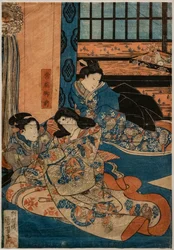 Tokiwa Gozen, mistress of Minamoto no Yoshitsune, in a scene of Kabuki