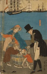 Dutch People Taking a Sunday Walk in Yokohama, 1871