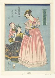 Dutch Woman with Glass and Beloved Child (Orandafujin kyosho aijido no zu) (Lifelike Images of Foreigners) (Ikiutsushi ikoku jinbutsu)