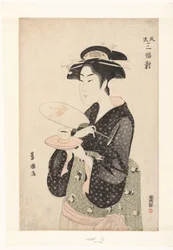 Portrait of the Waitress Okita (series title: Triptych of Elegant Beauties)