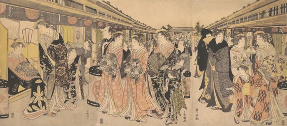 Courtesans Promenading on the Nakanocho in Yoshiwara