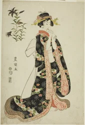 Lilies: Young Woman Holding a Letter, from an Untitled Series of Beauties and Flowers