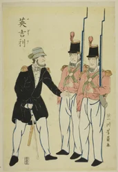 English officer and soldiers