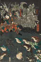 Nikushi the Frog Spirit Conjures up a Magical Battle of Frogs at Tateyama in Etchu Province